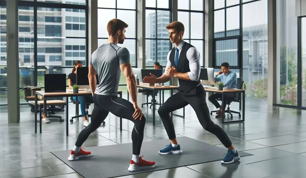 Korte stretch achter bureau